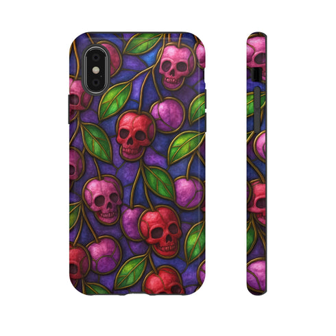 Stained Glass Cherry Skull Phone Case